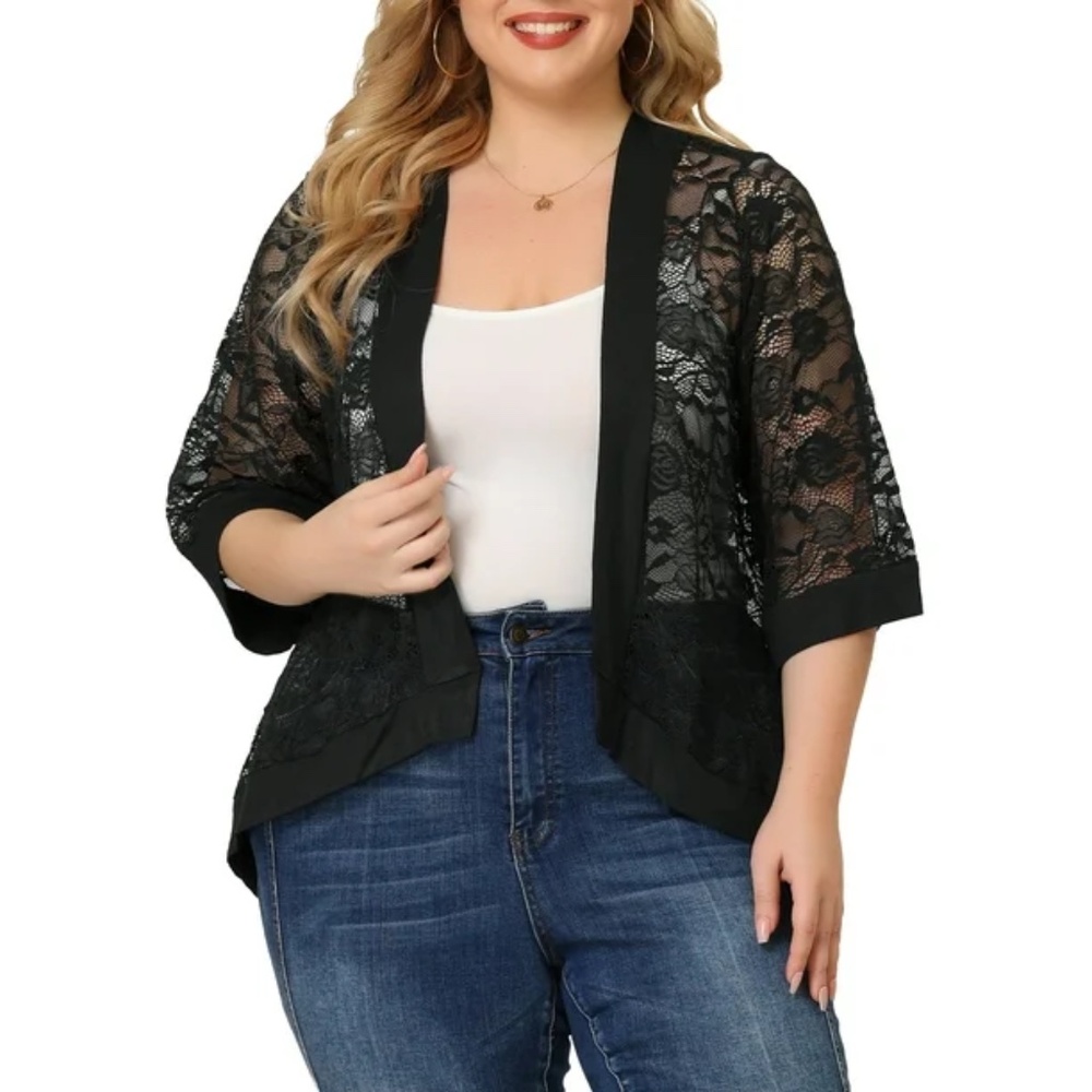 NWT - Agnes Orinda Casual Lace Crotchet Cardigan 3/4 Sleeves Plus Size - 4X